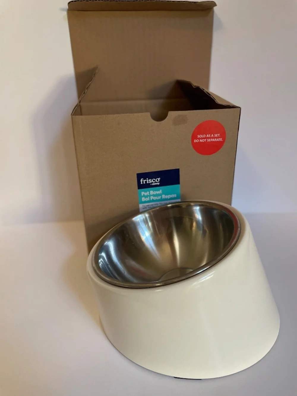 Frisco Pet Bowl Elevated Angled Height for Comfort with Removable Metal Bowl